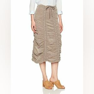 XCVI Corduory Shirred Panel Skirt In "Sonora Pigment", Size Large